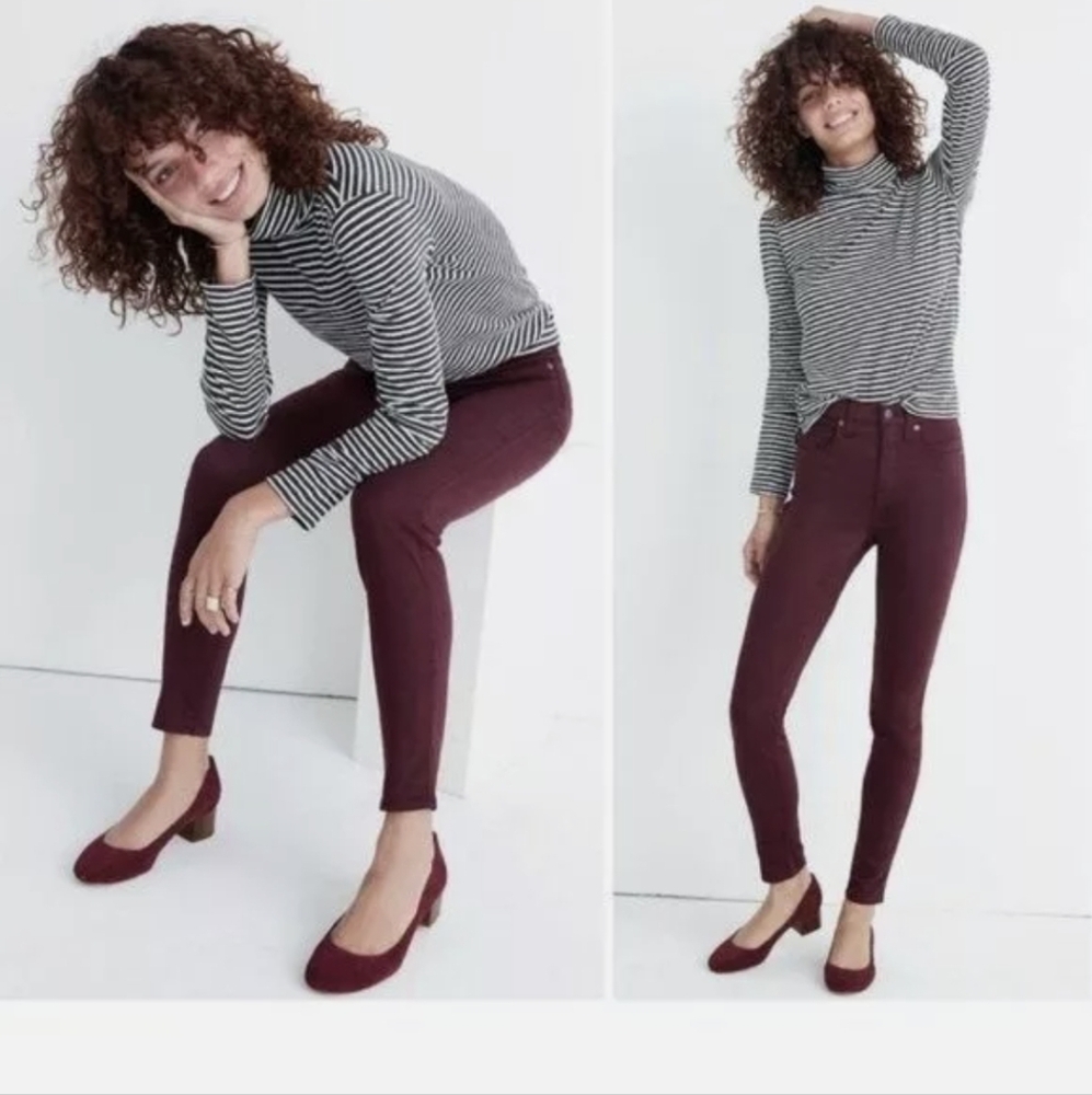 Madewell 10" High-Rise Sateen Jeans Burgundy Sz.27 New